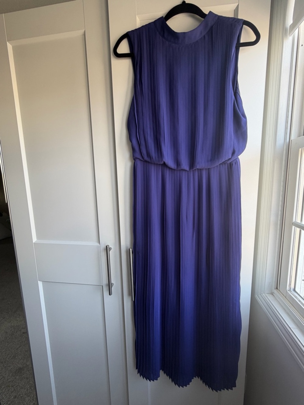 Reiss Sleeveless Pleated Maxi Dress in Deep Violet